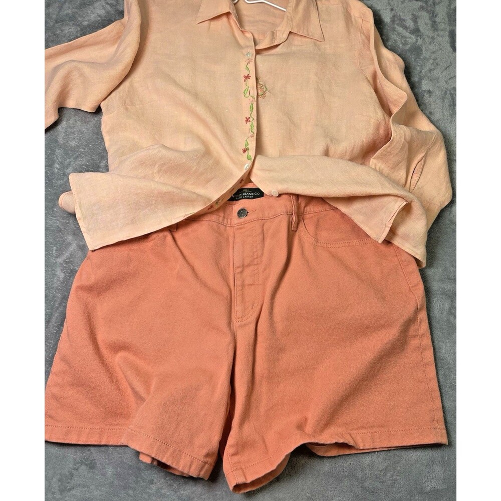 LRL Ralph Lauren peach womens shorts sz 16 summer preppy cottage travel vacation